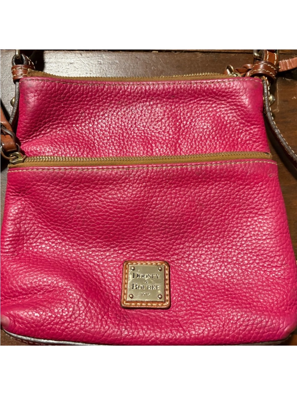 Dooney & Bourke Dark Pink Pebbled Leather Crossbody Bag EUC